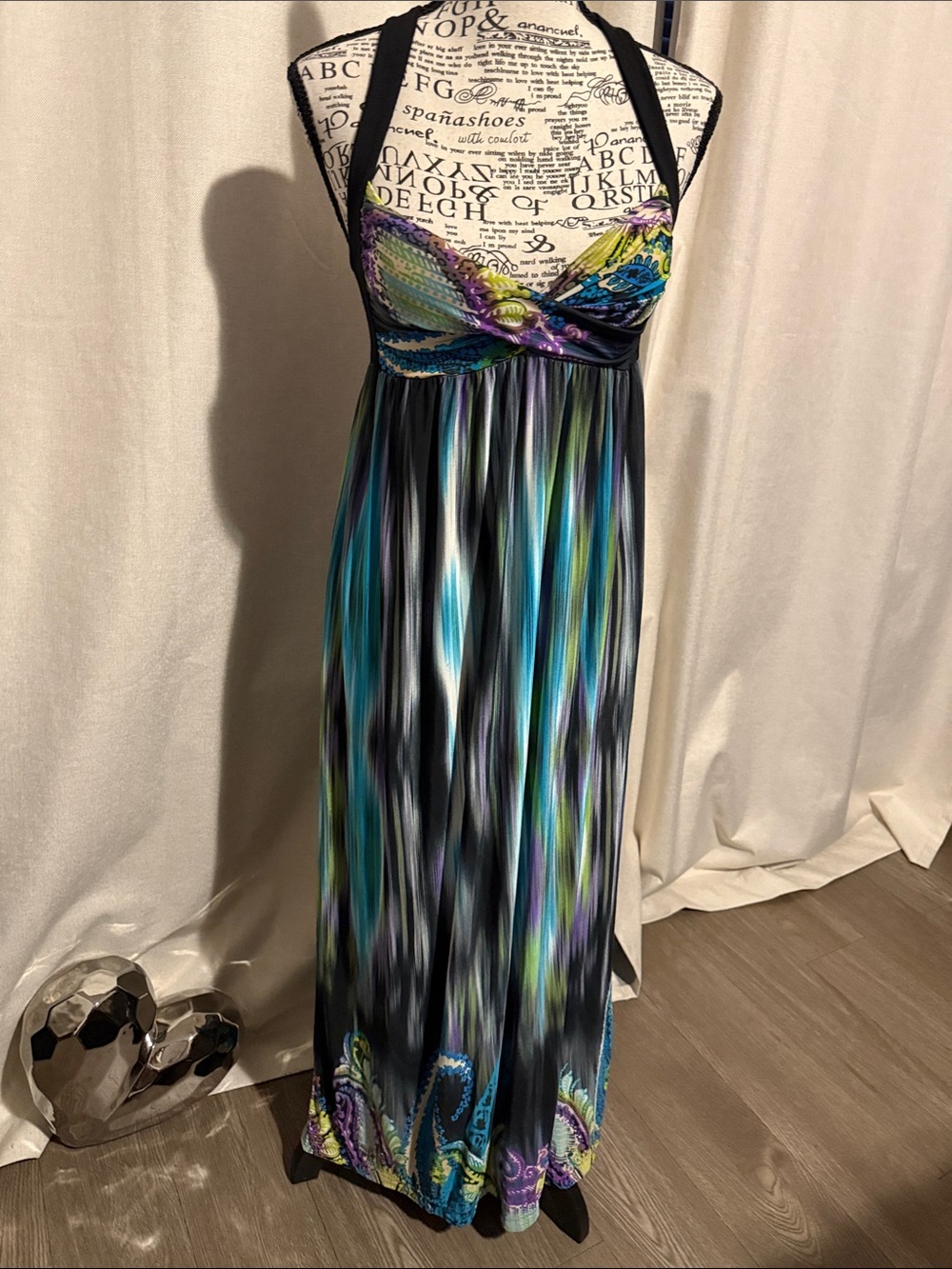 Multicolor Paisley Halter Maxi Dress Sz Small